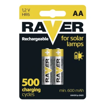 2 pz Baterías recargables AA RAVER NiMH/1,2V/600 mAh