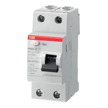 ABB 2CSF202102R1250 - Dispositivo de corriente residual FH202 A-25/0,03 2 polos 25A 230V