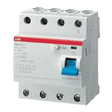 ABB 2CSF204001R1250 - Dispositivo de corriente residual F204 AC-25/0,03 4 polos 25A 400V