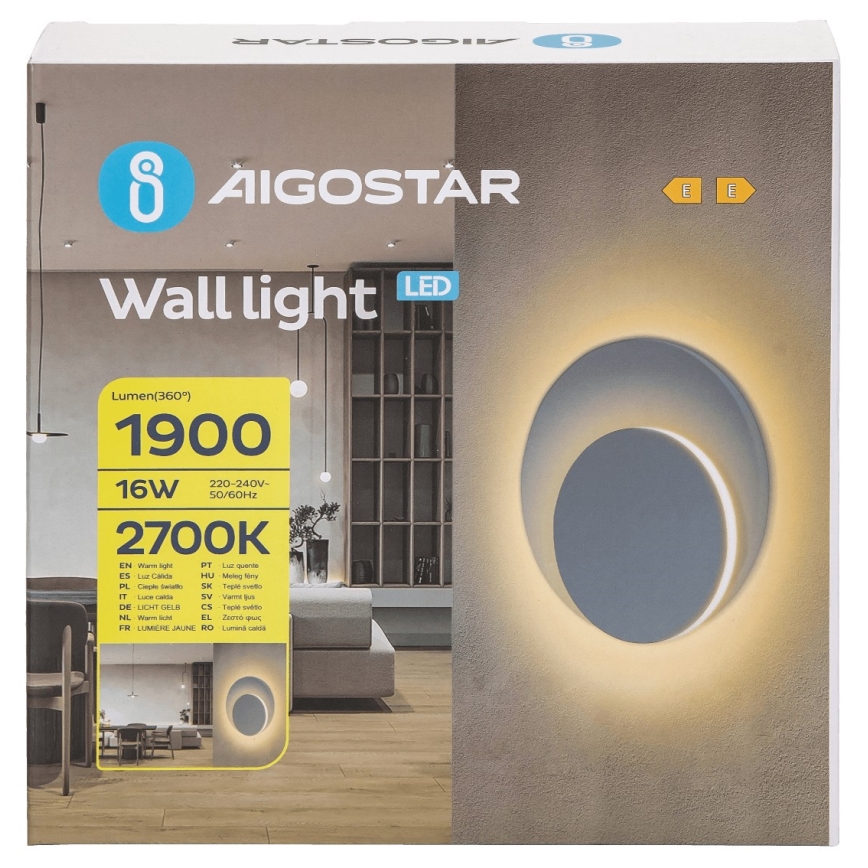 Aigostar - Aplique LED LED/16W/230V 2700K blanco
