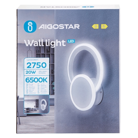 Aigostar - Aplique LED LED/20W/230V 6500K blanco