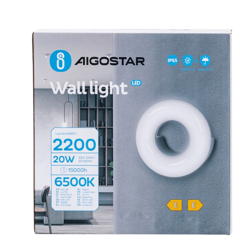 Aigostar - Aplique LED para exterior LED/20W/230V 6500K IP65 negro