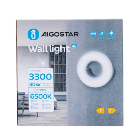 Aigostar - Aplique LED para exterior LED/30W/230V 6500K IP65 negro