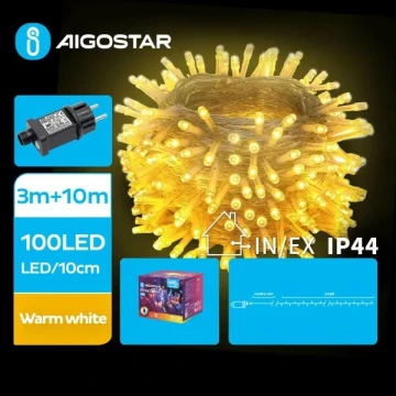 Aigostar - Cadena de navidad LED exterior 100xLED/8 funciones 13m IP44 blanco cálido