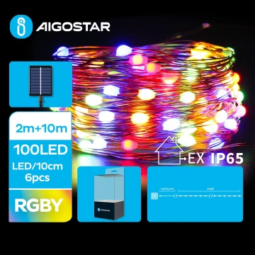 Aigostar - Cadena de navidad LED solar 100xLED/8 funciones 12m IP65 multicolor