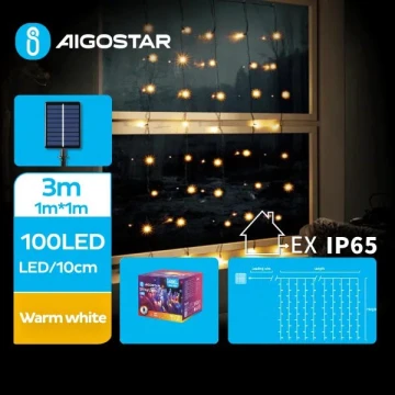 Aigostar - Cadena de navidad LED solar 100xLED/8 funciones 4x1m IP65 blanco cálido