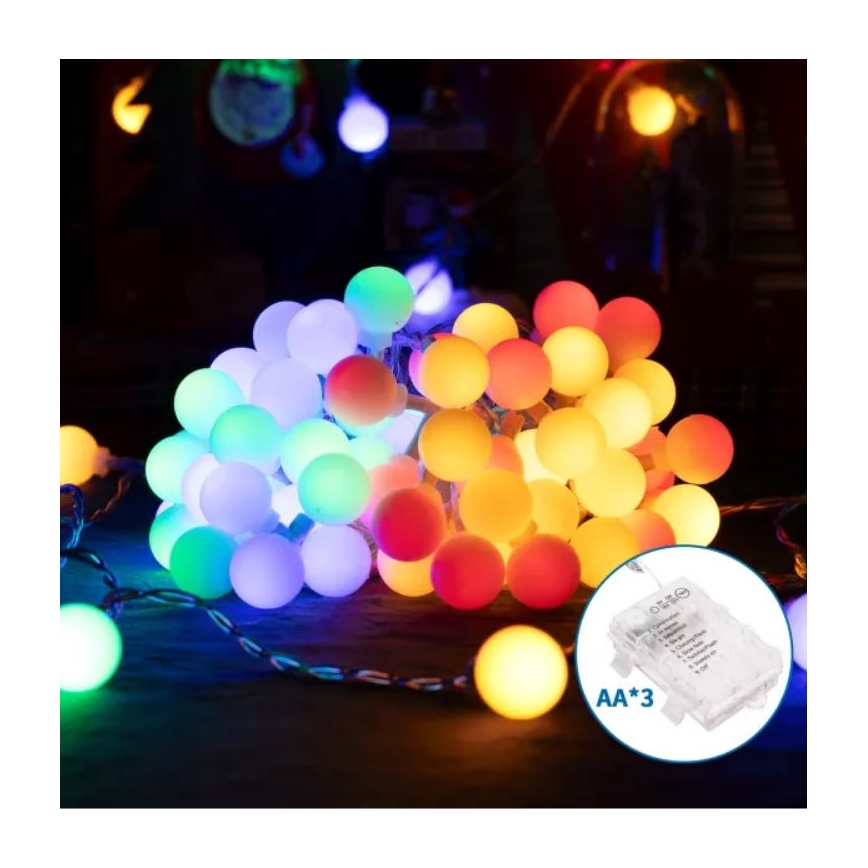 Aigostar - Cadena de navidad para exteriores LED RGBY 25xLED/3xAA/8 funciones 2,8 m IP44