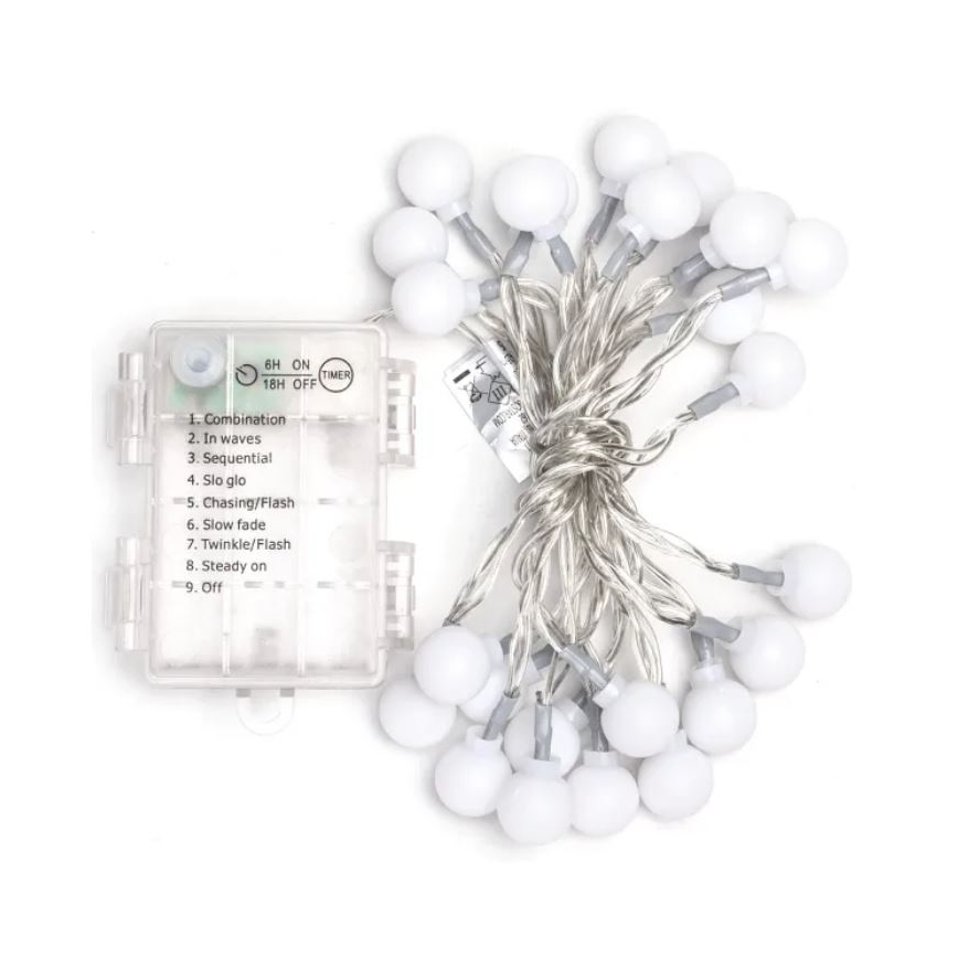 Aigostar - Cadena de navidad para exteriores LED RGBY 25xLED/3xAA/8 funciones 2,8 m IP44