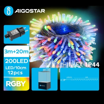 Aigostar - Cadena LED navideña exterior 200xLED/8 funciones 23m IP44 multicolor