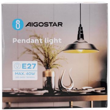 Aigostar - Lámpara colgante 1xE27/60W/230V negro