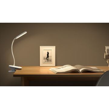 Aigostar - LED Lámpara de mesa recargable con dimmer con clip LED/2,5W/5V 1200mAh blanco