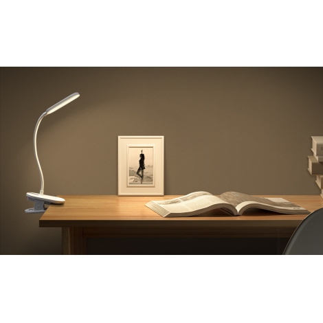 Aigostar - LED Lámpara de mesa recargable con dimmer con clip LED/2,5W/5V 1200mAh blanco