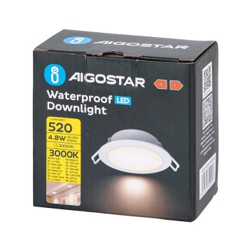 Aigostar - Lámpara empotrable de baño LED LED/4,8W/230V 3000K blanco IP65