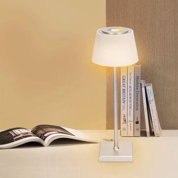 Aigostar - LED RGBW Lámpara de mesa recargable y regulable para exteriores LED/4W/5V 3600mAh blanco/cromo IP54
