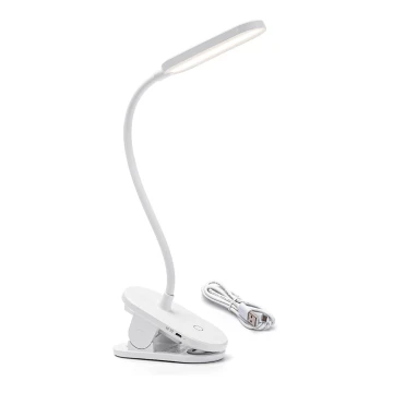 Aigostar - LED Lámpara de mesa recargable con dimmer con clip LED/2,5W/5V 1200mAh blanco