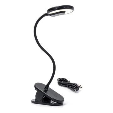 Aigostar - LED Lámpara de mesa recargable con dimmer con clip LED/3W/5V 1800mAh negro