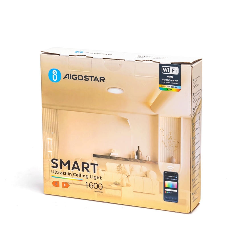 Aigostar - LED RGB+CCT Plafón LED/19W/230V 2700-6500K Wi-Fi