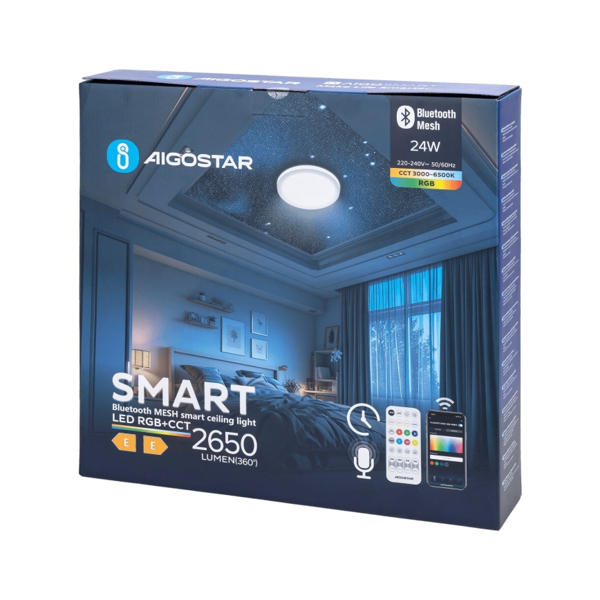 Aigostar - LED RGBW Plafón de baño LED/24W/230V 3000-6500K IP44 + control remoto