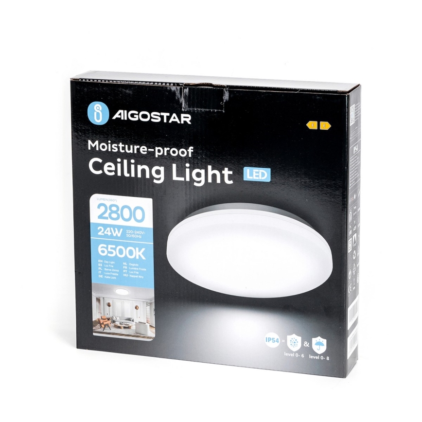 Aigostar - Plafón LED de baño LED/24W/230V 6500K IP54