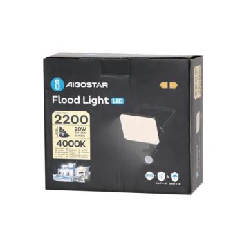 Aigostar - Proyector LED con sensor LED/20W/230V 4000K IP65 negro