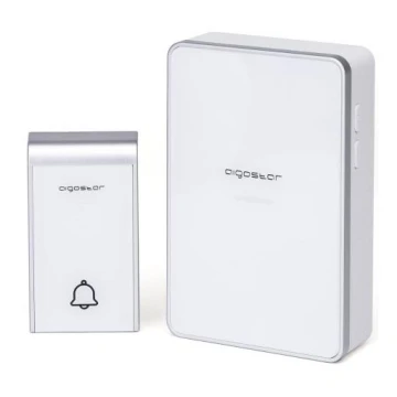 Aigostar - Timbre inalámbrico 3xAA IP44 blanco/plata