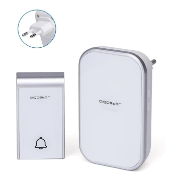 Aigostar - Timbre inalámbrico con enchufe integrado 230V IP44 blanco