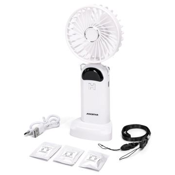 Aigostar - Ventilador de mano recargable 4W/5V 1200mAh blanco