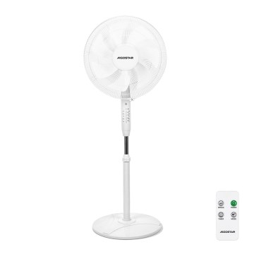 Aigostar - Ventilador de pie 60W/230V blanco + control remoto