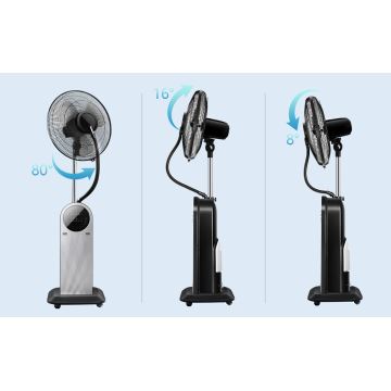 Aigostar - Ventilador de pie con efecto niebla 95W/230V negro/gris + control remoto