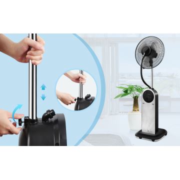 Aigostar - Ventilador de pie con efecto niebla 95W/230V negro/gris + control remoto