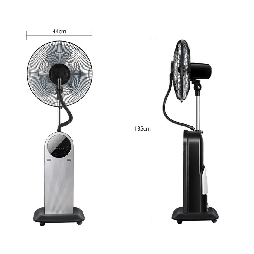 Aigostar - Ventilador de pie con efecto niebla 95W/230V negro/gris + control remoto