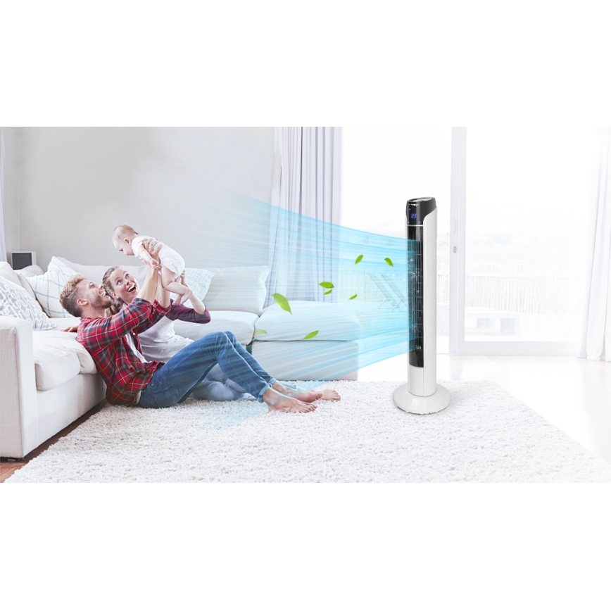 Aigostar - Ventilador de torre 50W/230V negro/blanco + control remoto