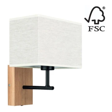 Aplique BOHO 1xE27/25W/230V roble – FSC Certificado