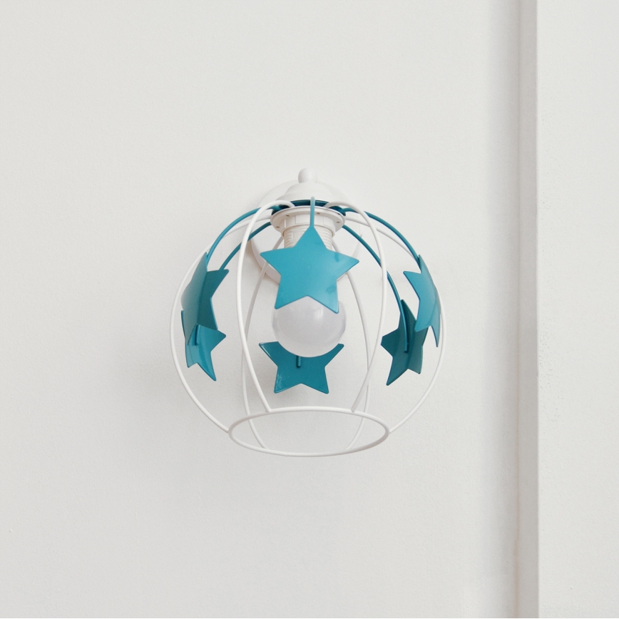 Aplique infantil STARS 1xE27/15W/230V turquesa/blanco