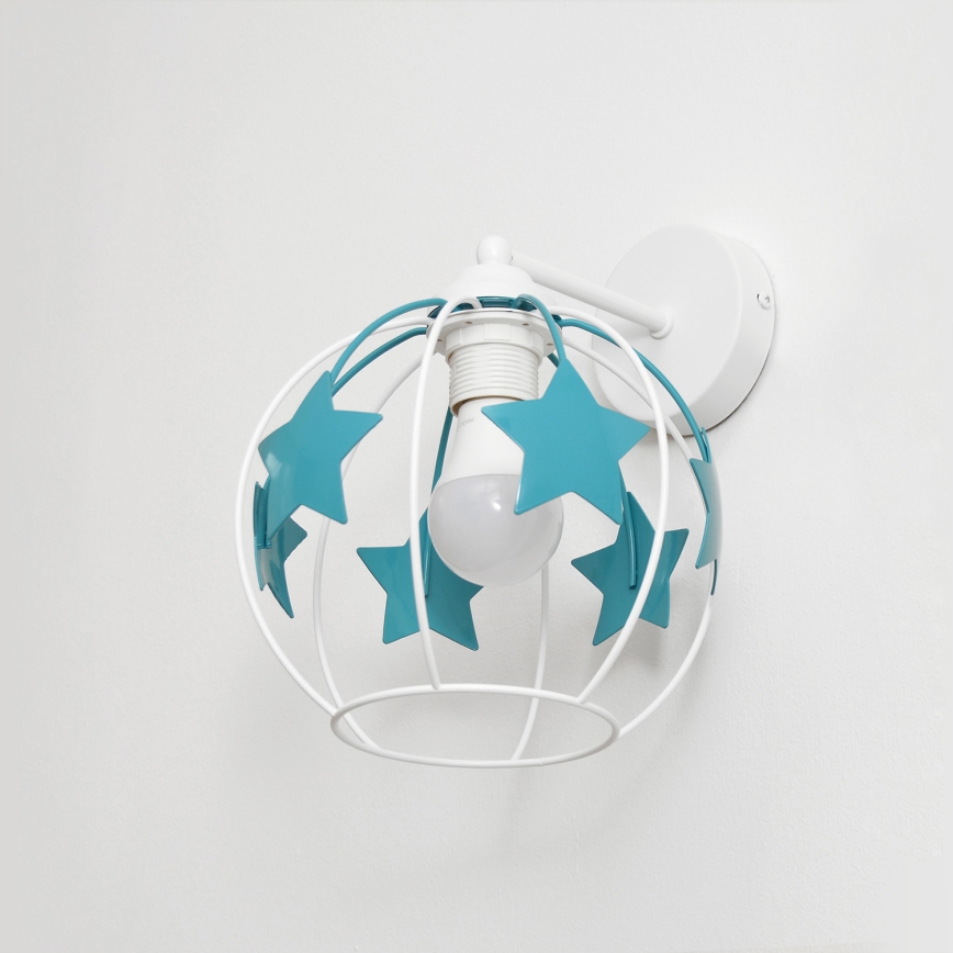 Aplique infantil STARS 1xE27/15W/230V turquesa/blanco