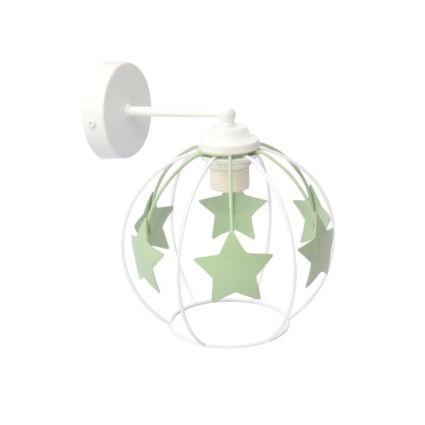 Aplique infantil STARS 1xE27/15W/230V verde/blanco