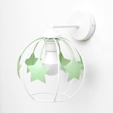 Aplique infantil STARS 1xE27/15W/230V verde/blanco