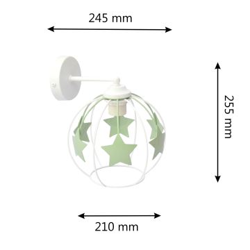 Aplique infantil STARS 1xE27/15W/230V verde/blanco