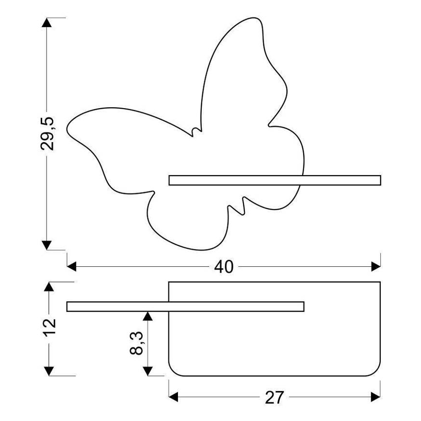 Aplique LED infantil con estante BUTTERFLY LED/5W/230V verde/madera