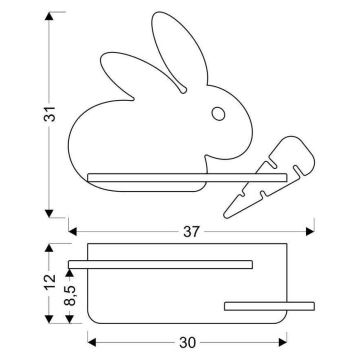 Aplique LED infantil con estante RABBIT LED/4W/230V gris/blanco/madera