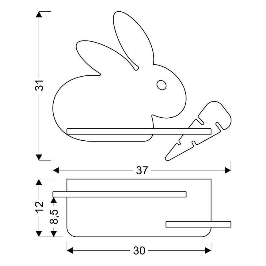 Aplique LED infantil con estante RABBIT LED/4W/230V gris/blanco/madera