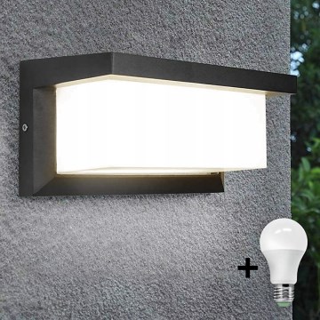 Aplique LED para exterior con bombilla con sensor crepuscular NEELY 1xE27/9W/230V IP54 antracita