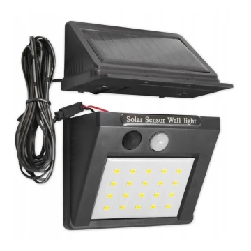 Aplique solar LED con sensor y panel externo LED/0,55W/3,7V IP65