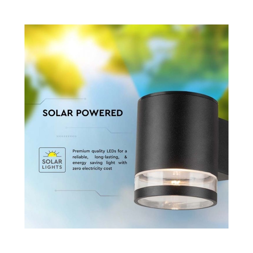 Aplique solar LED de exterior LED/1W/3,7V 3000K IP54 negro