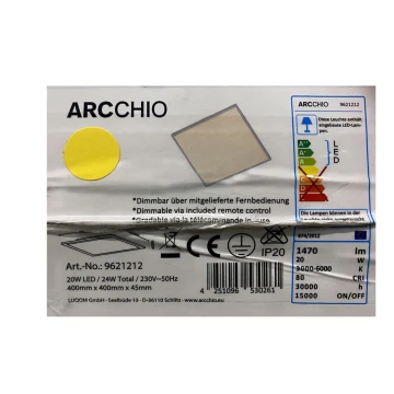 Arcchio - Plafón LED regulable PHILIA LED/20W/230V 3000-6000K + mando a distancia