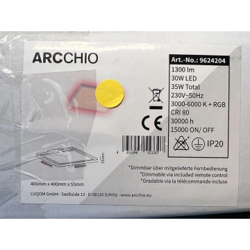 Arcchio - Plafón LED RGBW regulable BRENDA LED/30W/230V + mando a distancia