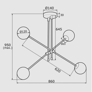 Argon 1842 - Lámpara colgante ABSOS 4xE14/7W/230V alabastro marrón