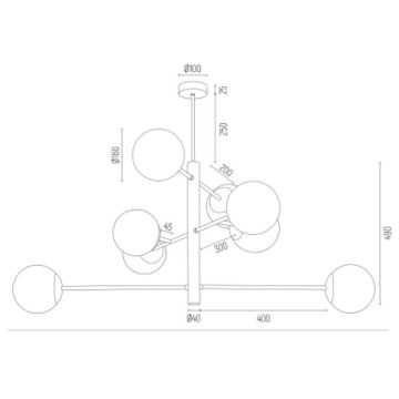 Argon 5043 - Lámpara de araña CAMERON 8xE27/15W/230V bronce