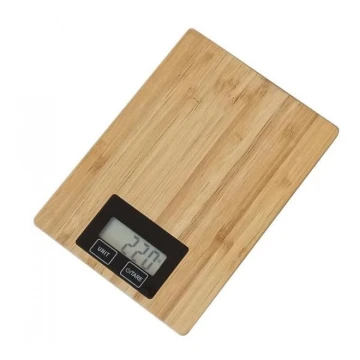 Báscula de cocina digital de madera de bambú 2xAAA