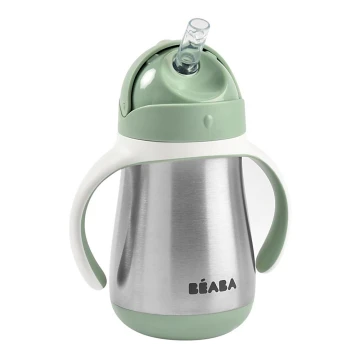 Beaba - Taza termoaislante con pajita 250 ml verde